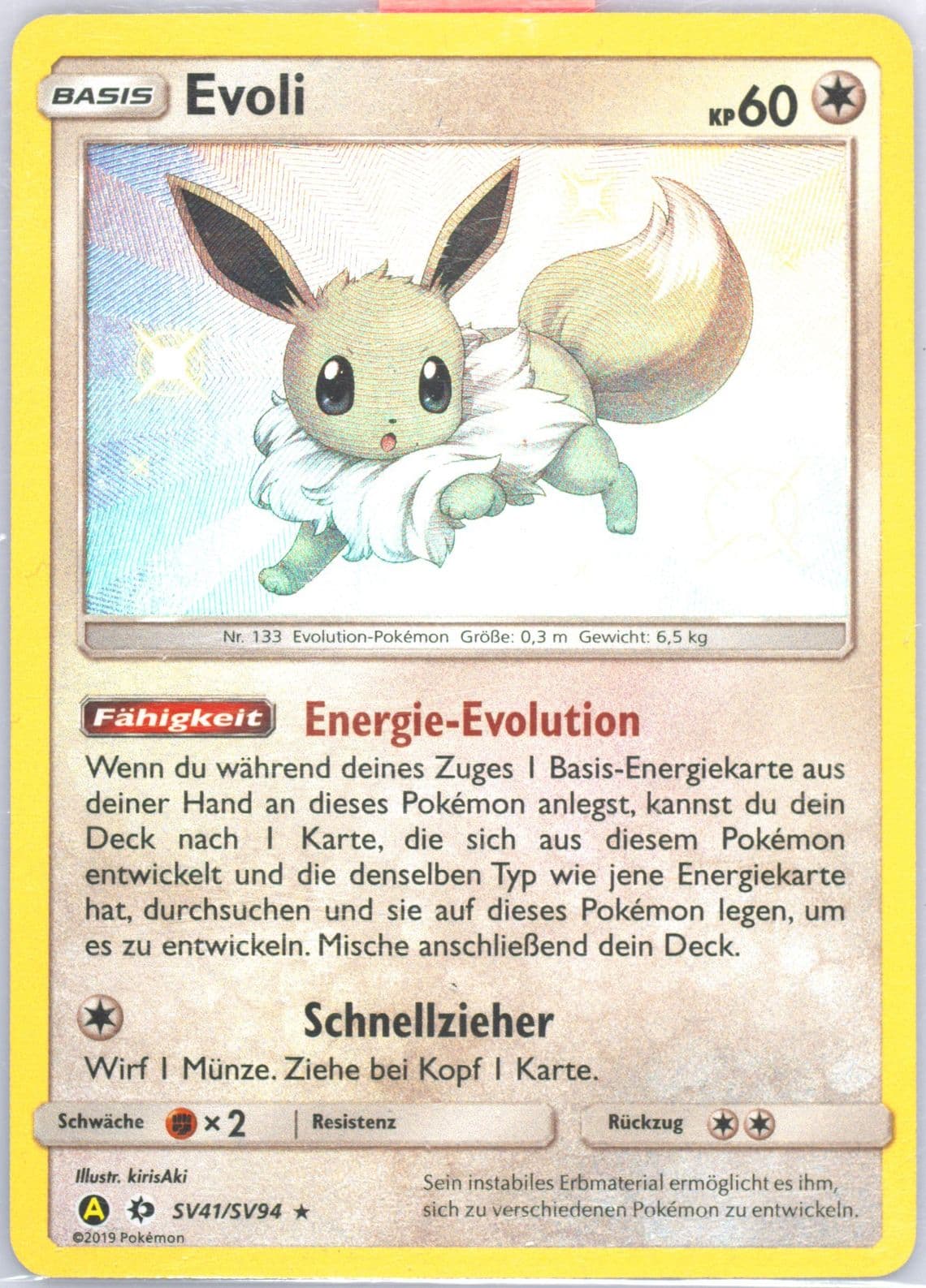 Evoli-Holo German (SV41) 2019 Pokemon Sun & Moon Hidden Fates