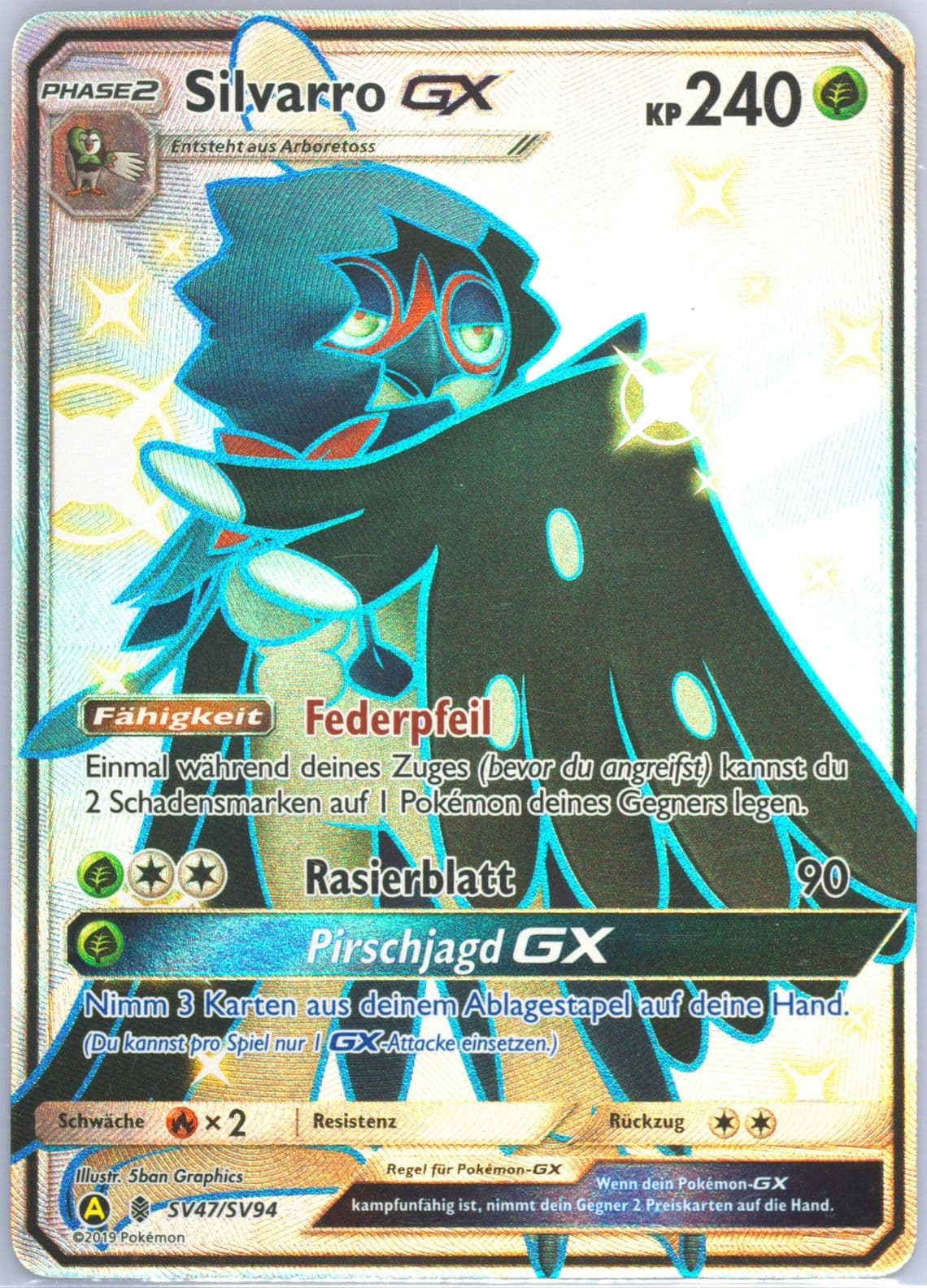 Full Art/Silvarro GX German (SV47) 2019 Pokemon Sun & Moon Hidden Fates
