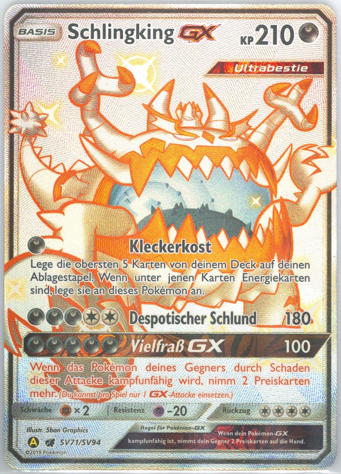 Full Art/Schlingking GX German (SV71) 2019 Pokemon Sun & Moon Hidden Fates