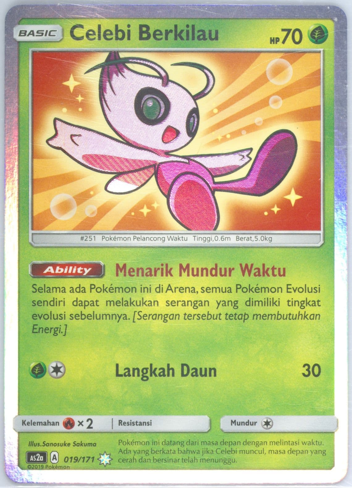 Shining Celebi-Holo Set A (019) 2019 Pokemon Indonesian Sun & Moon Legends Awakened