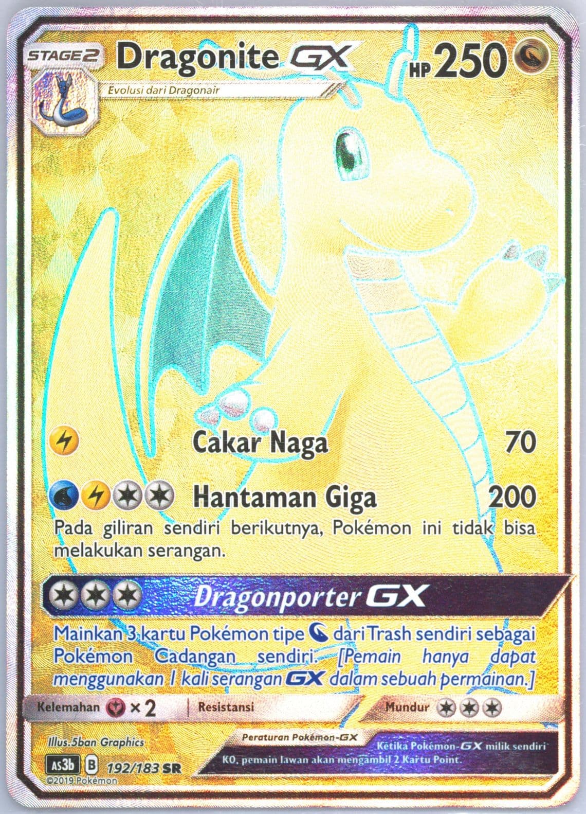 Full Art/Dragonite GX Set B (192) 2019 Pokemon Indonesian Sun & Moon Hidden Shadow