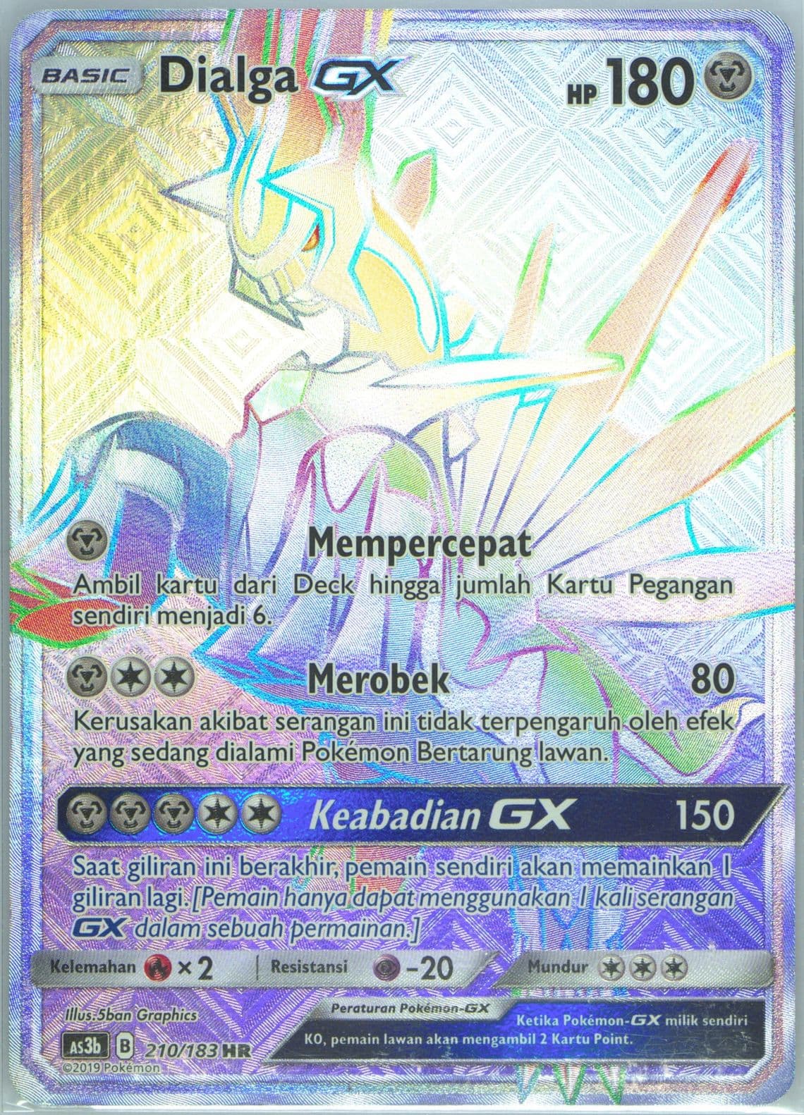 Full Art/Dialga GX-Hyper Set B (210) 2019 Pokemon Indonesian Sun & Moon Hidden Shadow