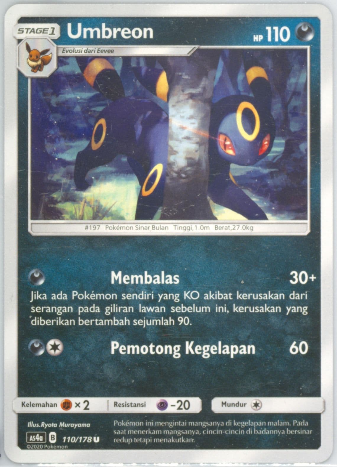Umbreon Set A (110) 2020 Pokemon Indonesian Sun & Moon Sky Ruler