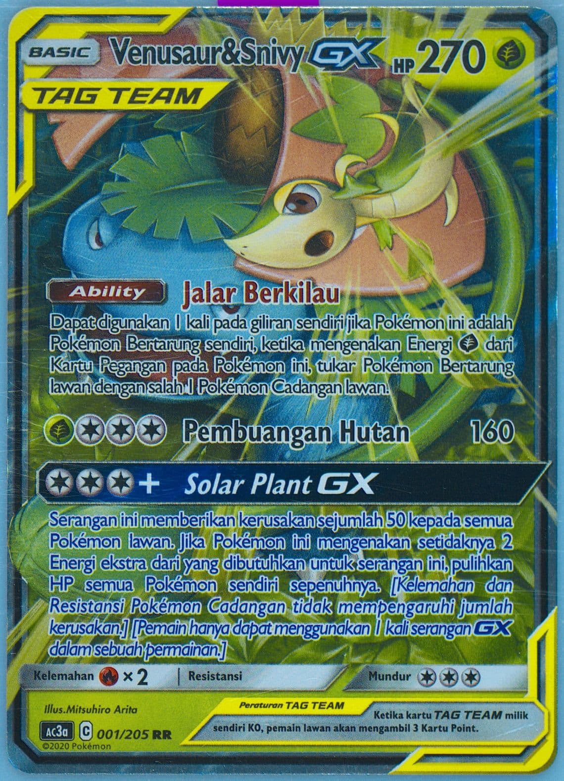 Venusaur & Snivy GX Set A (001) 2020 Pokemon Indonesian Sun & Moon Tag Team Collection