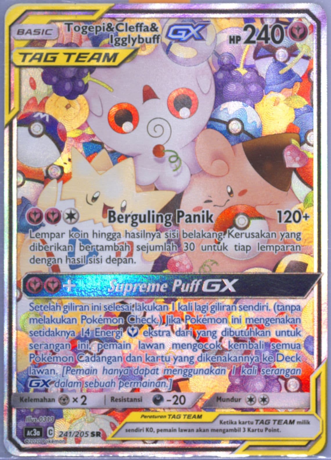 Full Art/Togepi & Cleffa & Igglybuff GX Set A (241) 2020 Pokemon Indonesian Sun & Moon Tag Team Collection