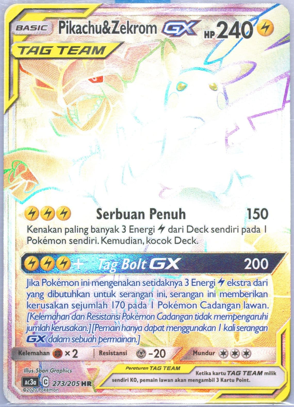 Full Art/Pikachu & Zekrom GX-Hyper Set A (273) 2020 Pokemon Indonesian Sun & Moon Tag Team Collection