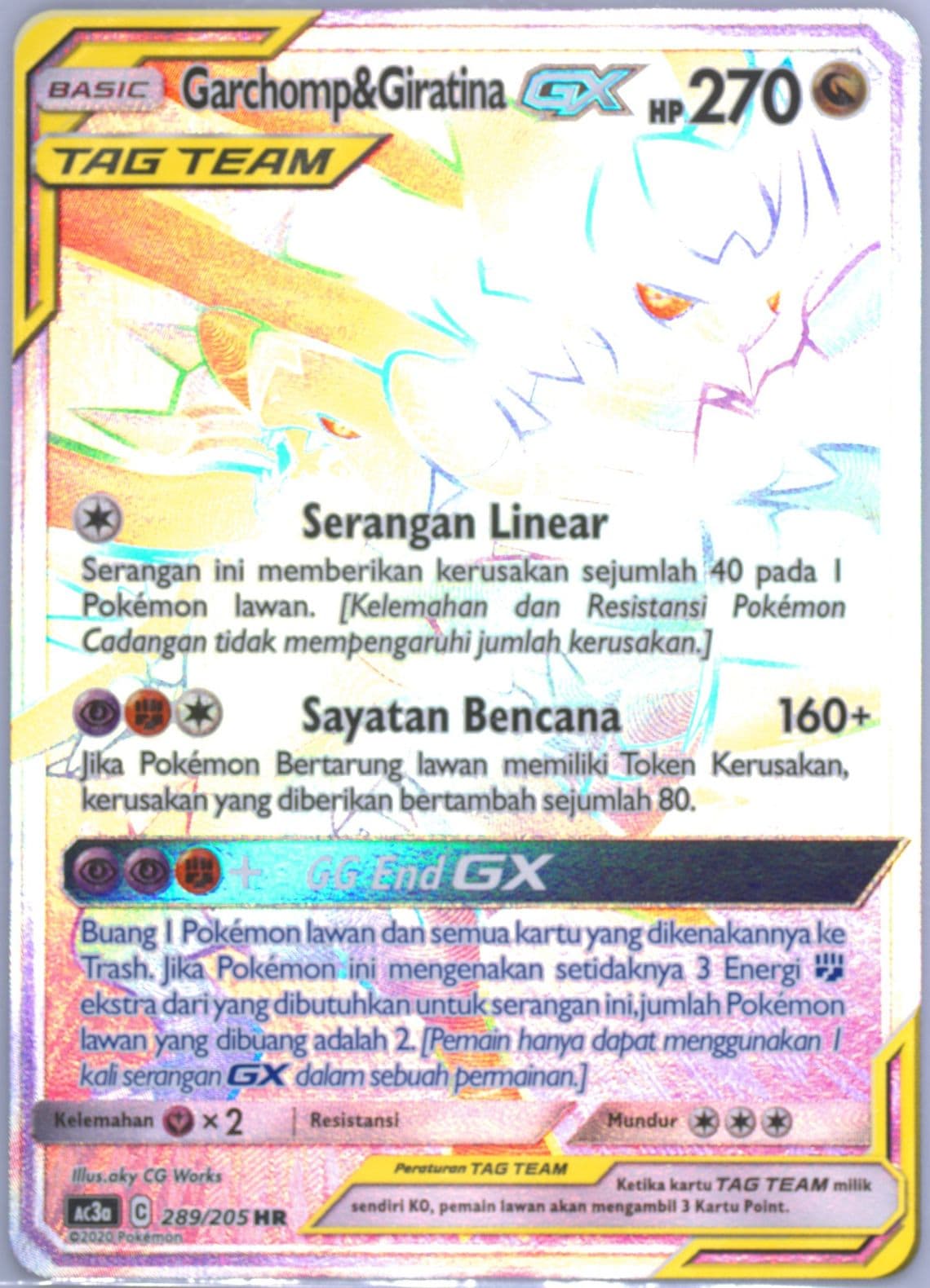 Full Art/Garchomp & Giratina GX-Hyper Set A (289) 2020 Pokemon Indonesian Sun & Moon Tag Team Collection