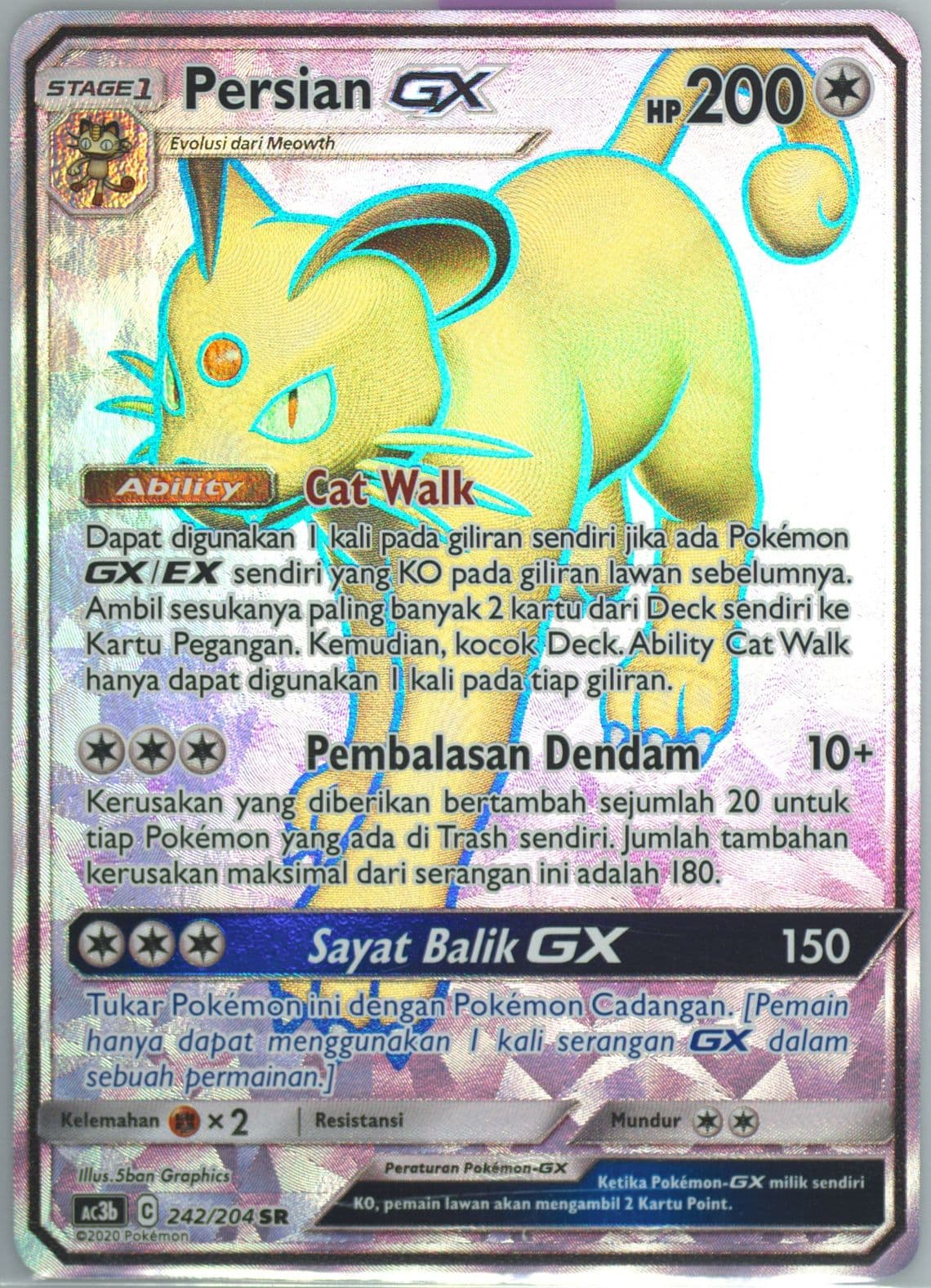 Full Art/Persian GX Set B (242) 2020 Pokemon Indonesian Sun & Moon Tag Team Collection