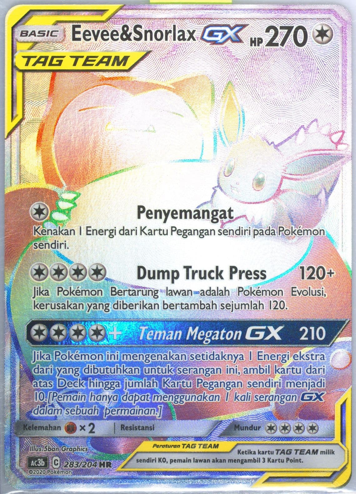 Full Art/Eevee & Snorlax GX-Hyper Set B (283) 2020 Pokemon Indonesian Sun & Moon Tag Team Collection