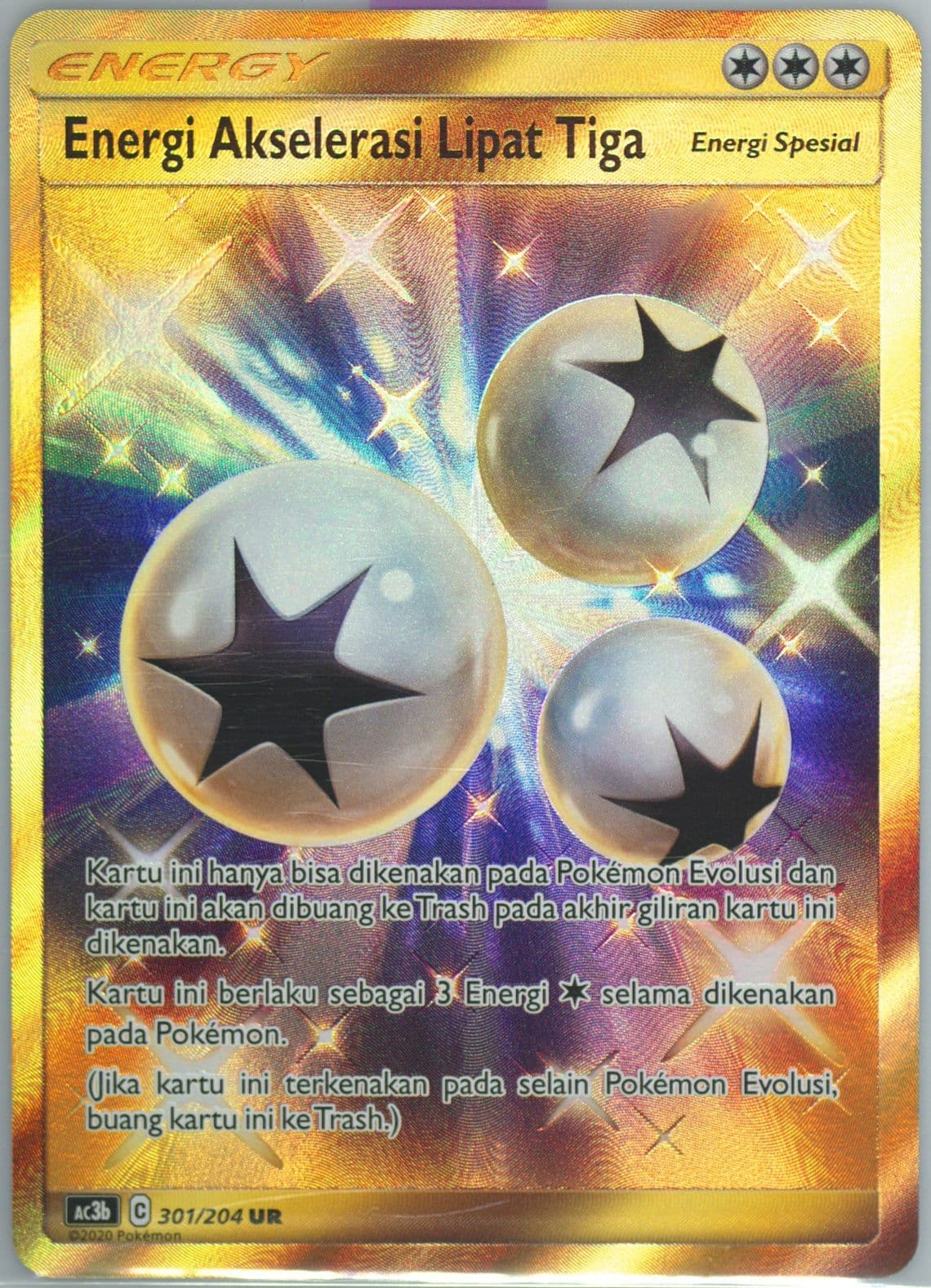 Full Art/Triple Acceleration Energy Set B (301) 2020 Pokemon Indonesian Sun & Moon Tag Team Collection