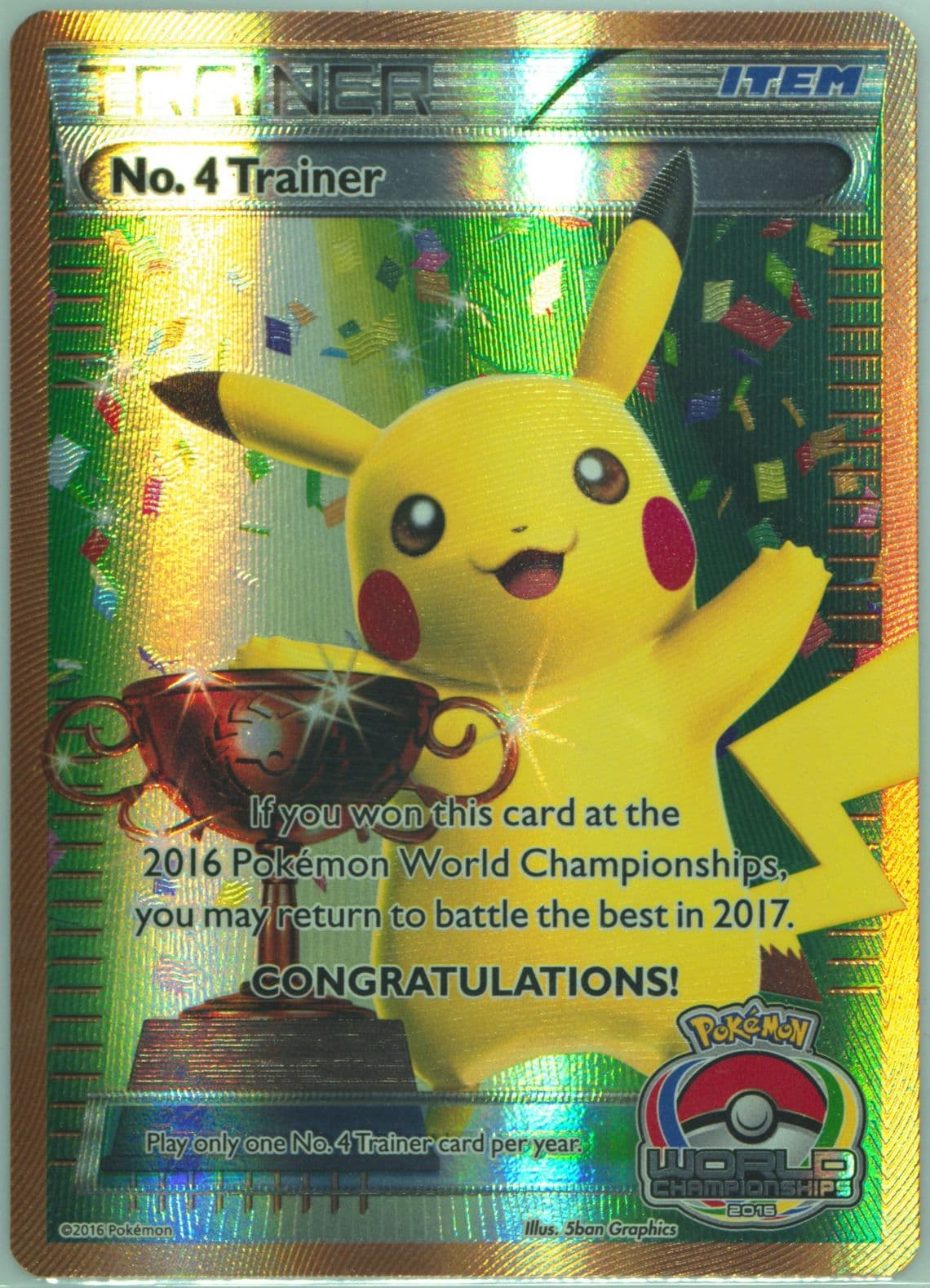 No. 4 Trainer 2016 Pokemon World Championships Promo