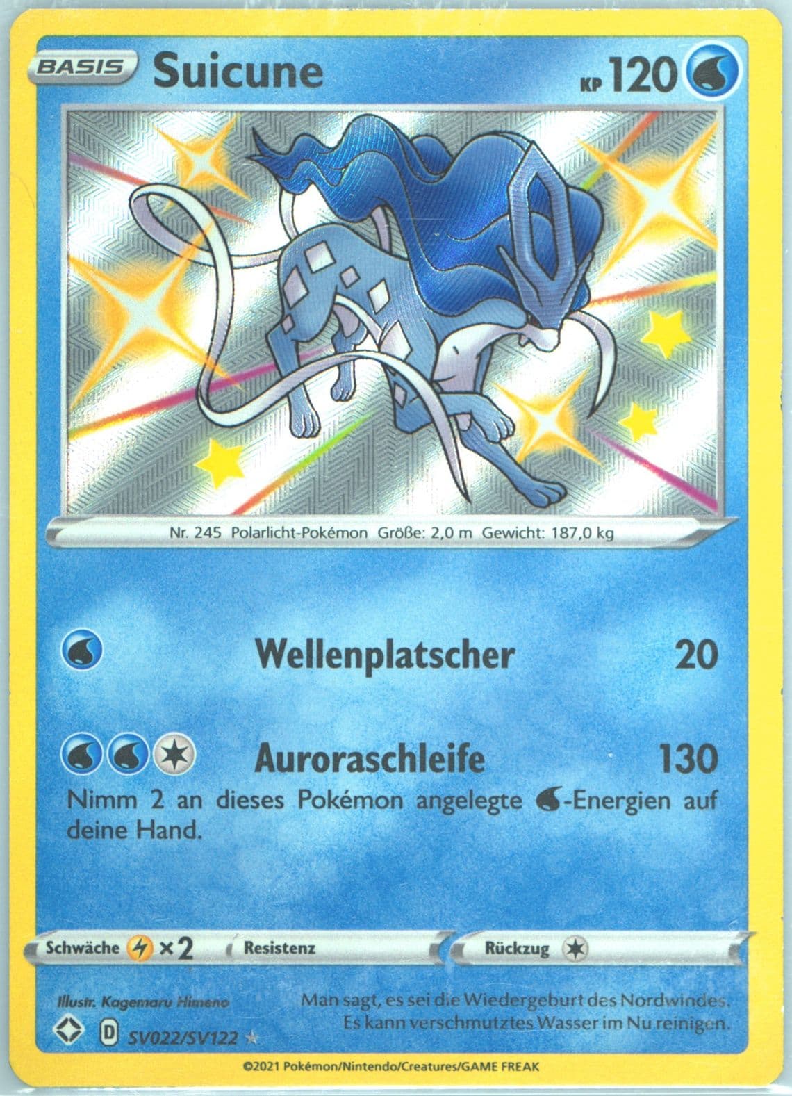 Suicune-Holo German (SV022) 2021 Pokemon Sword & Shield Shining Fates