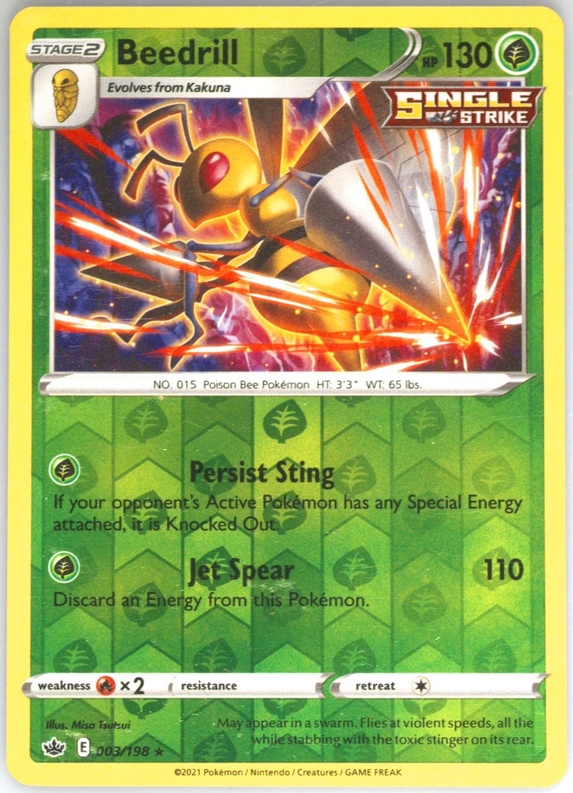 Beedrill-Reverse Foil (003) 2021 Pokemon Sword & Shield Chilling Reign