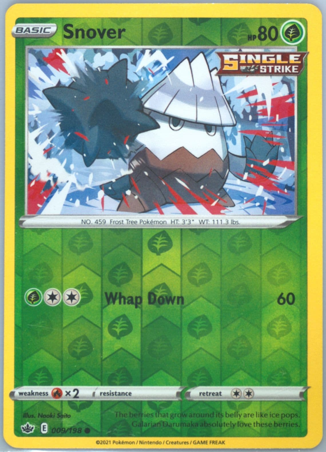 Snover-Reverse Foil (009) 2021 Pokemon Sword & Shield Chilling Reign