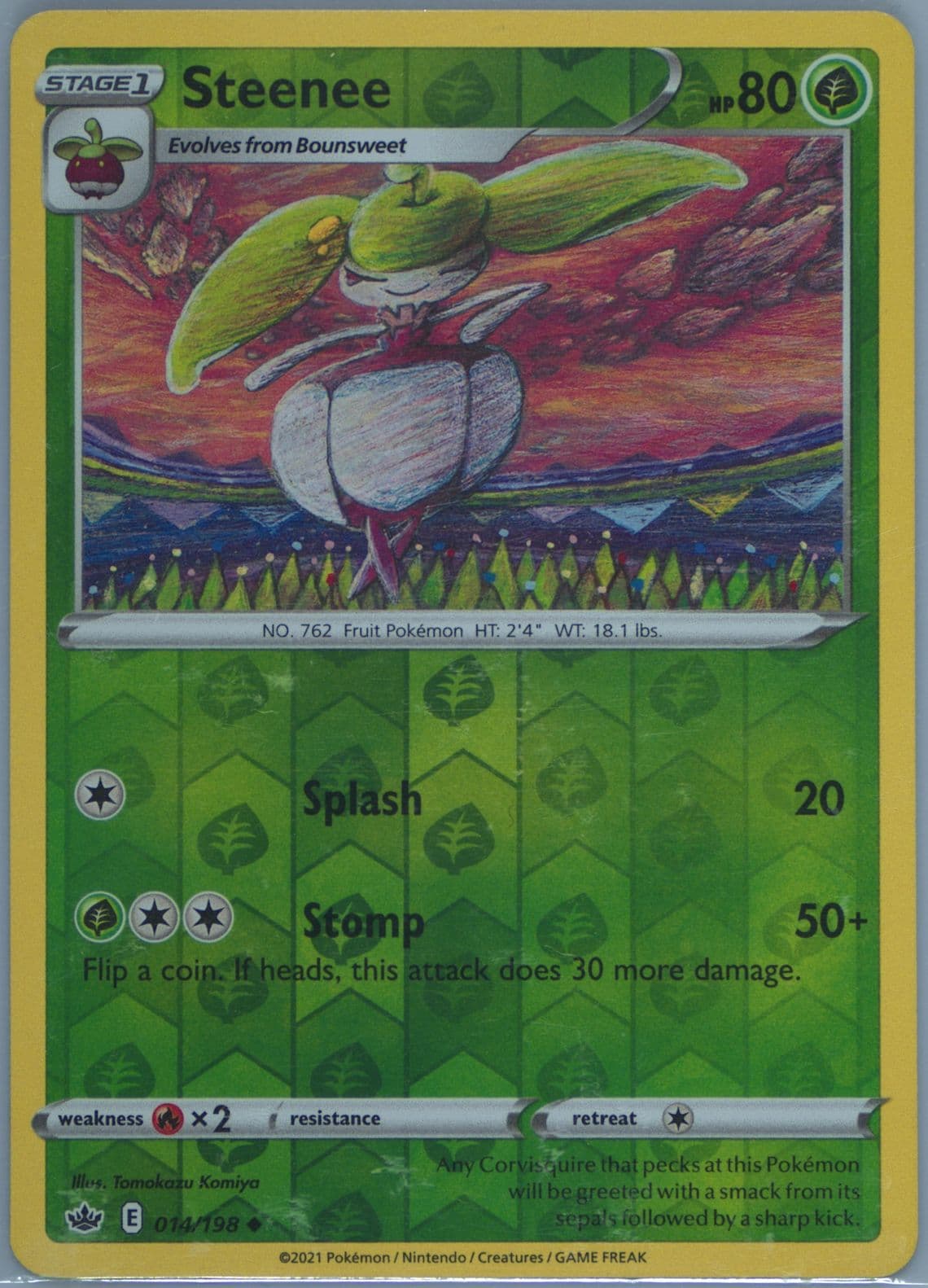 Steenee-Reverse Foil (014) 2021 Pokemon Sword & Shield Chilling Reign