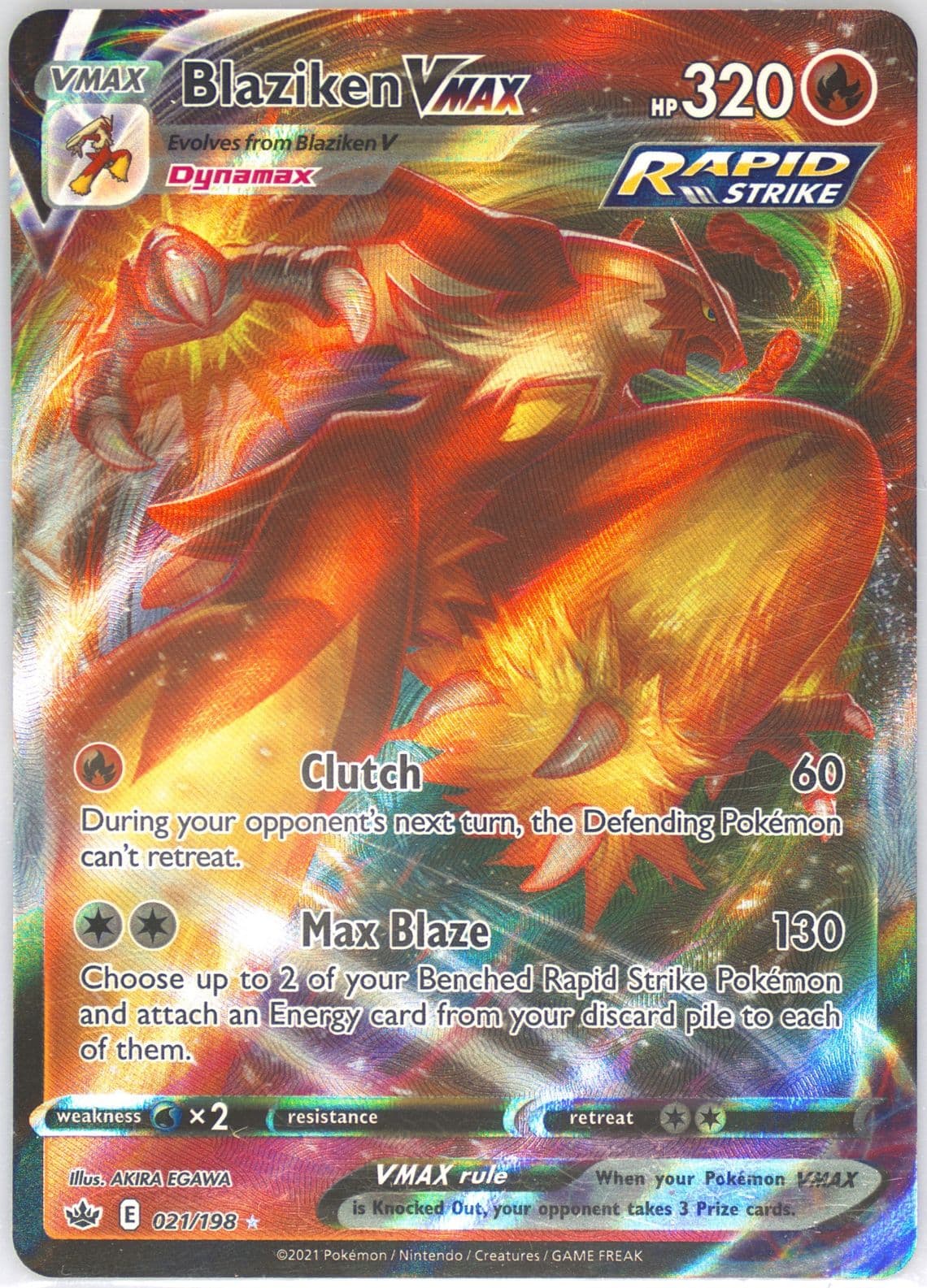 Full Art/Blaziken Vmax (021) 2021 Pokemon Sword & Shield Chilling Reign