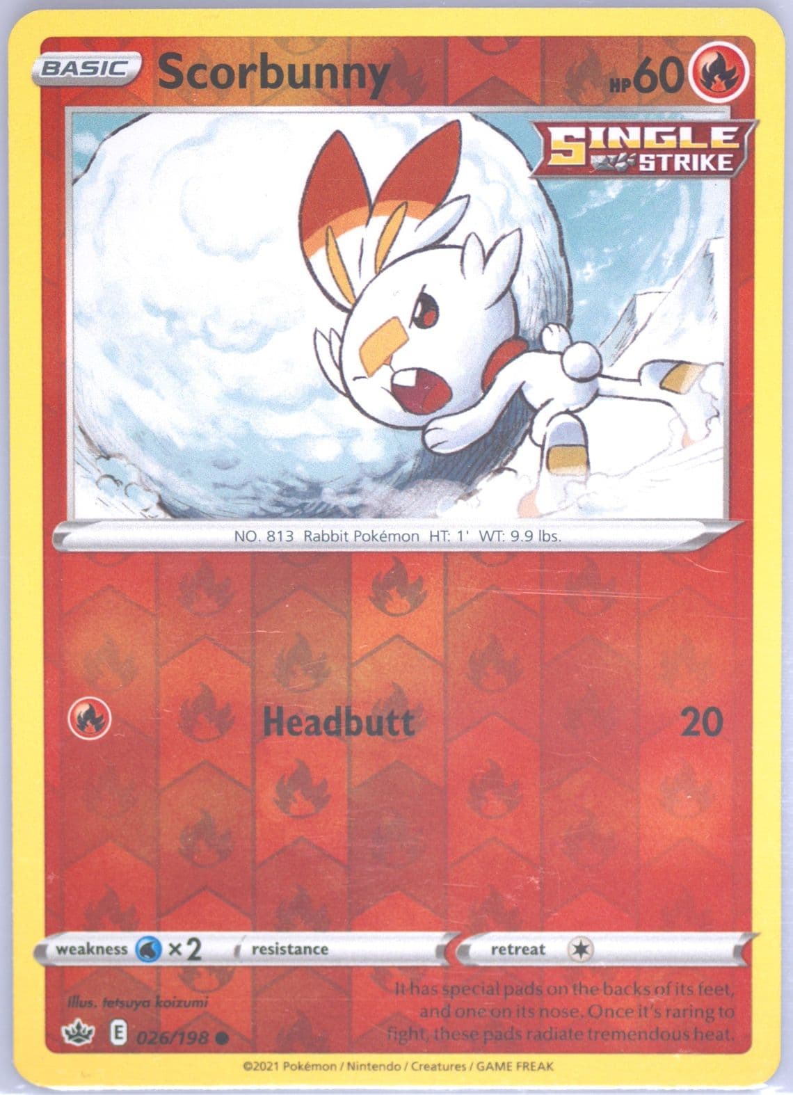 Scorbunny-Reverse Foil (026) 2021 Pokemon Sword & Shield Chilling Reign