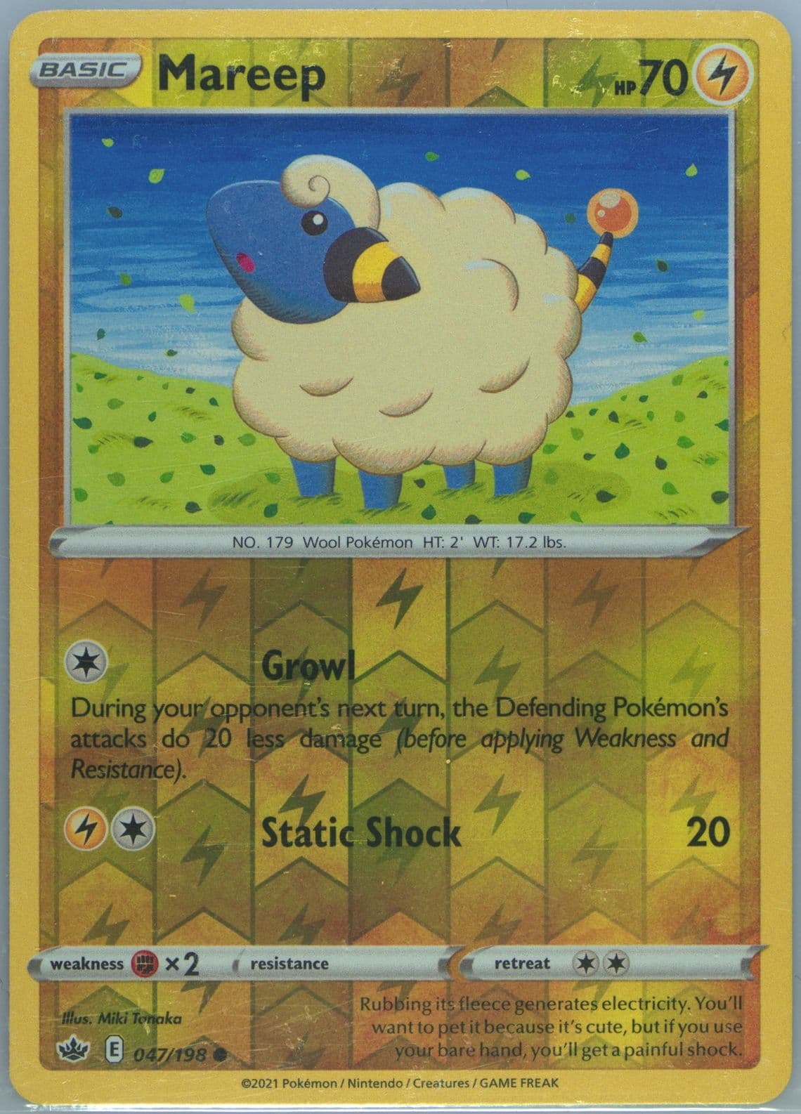 Mareep-Reverse Foil (047) 2021 Pokemon Sword & Shield Chilling Reign