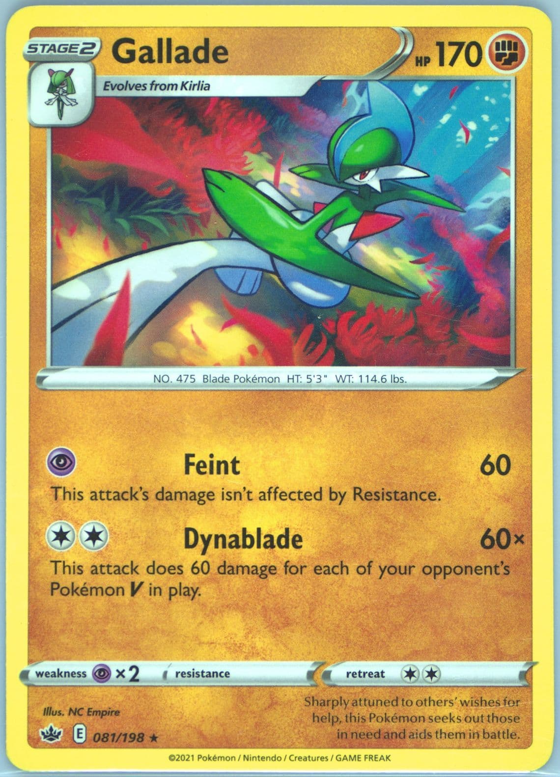 Gallade (081) 2021 Pokemon Sword & Shield Chilling Reign