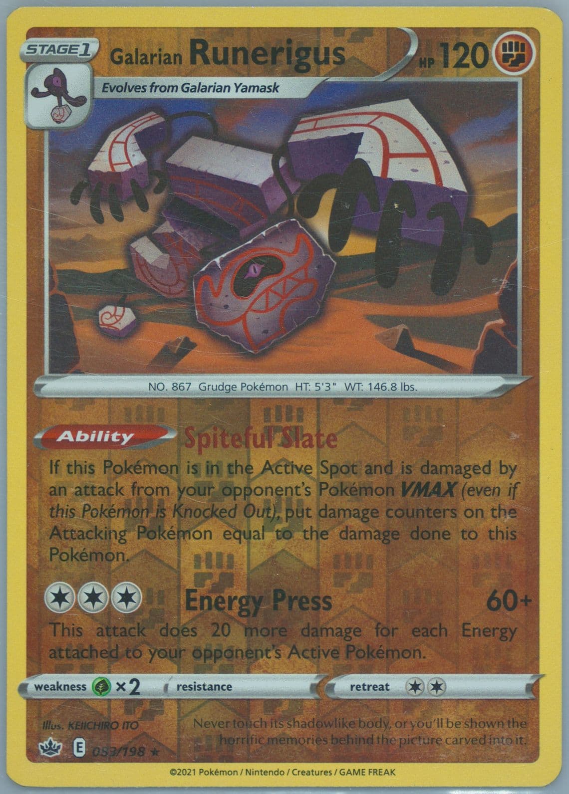Galarian Runerigus-Reverse Foil (083) 2021 Pokemon Sword & Shield Chilling Reign
