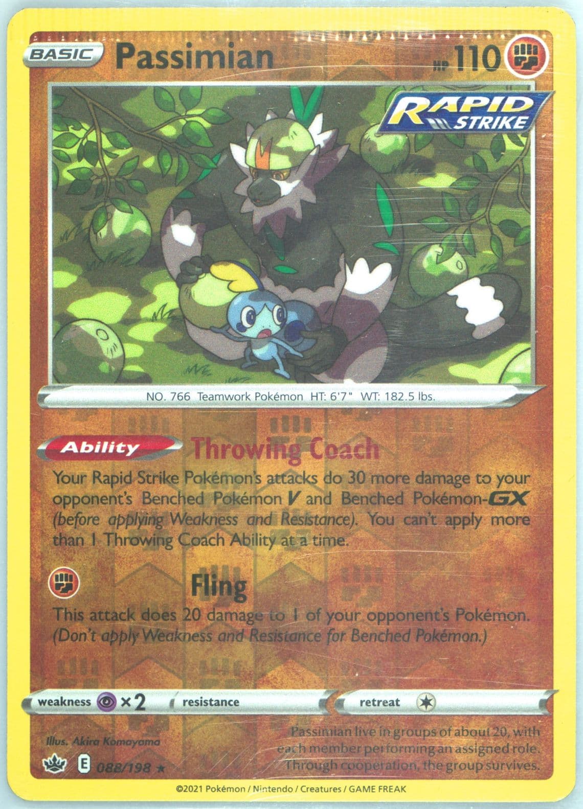 Passimian-Reverse Foil (088) 2021 Pokemon Sword & Shield Chilling Reign