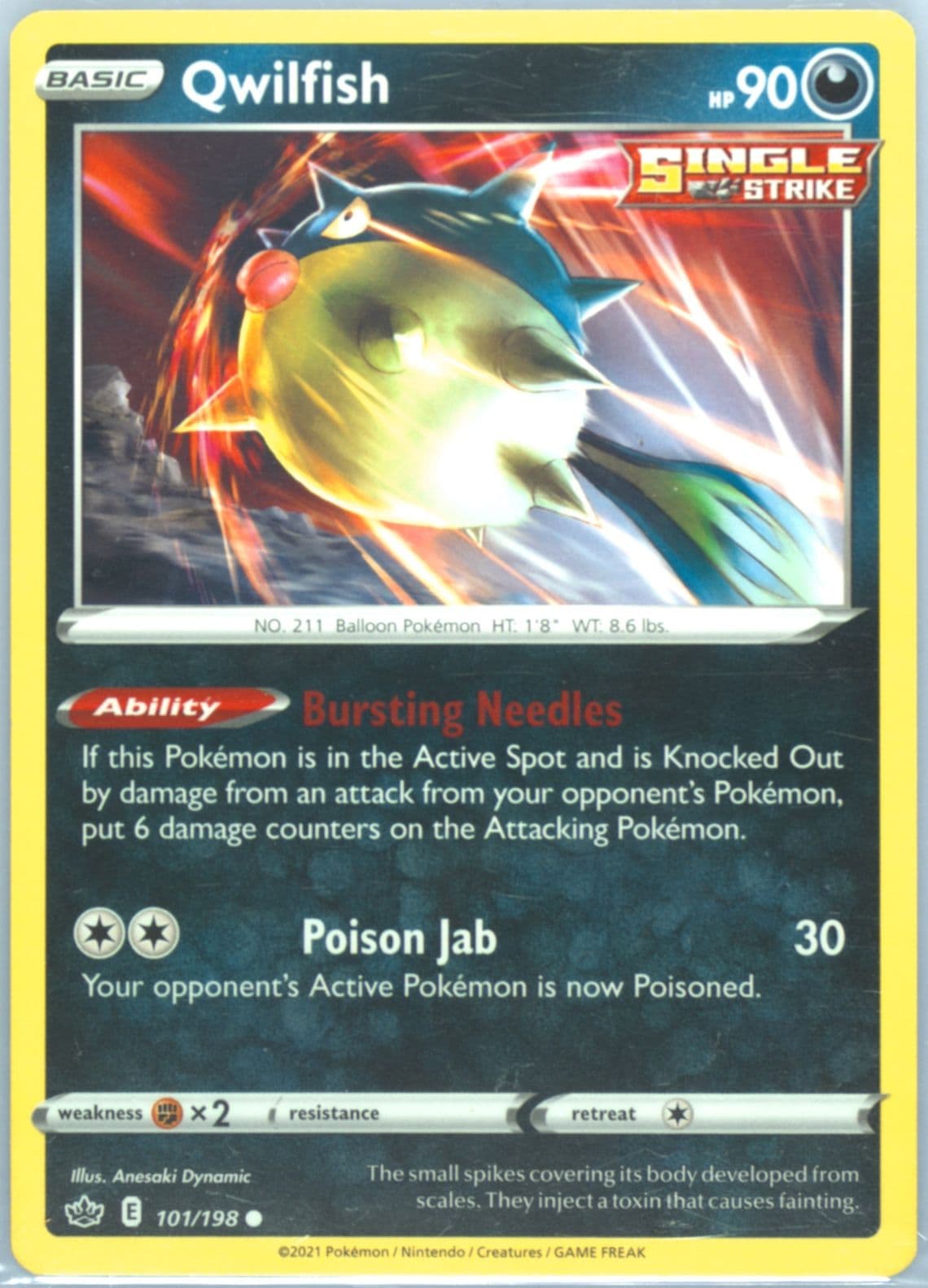 Qwilfish (101) 2021 Pokemon Sword & Shield Chilling Reign