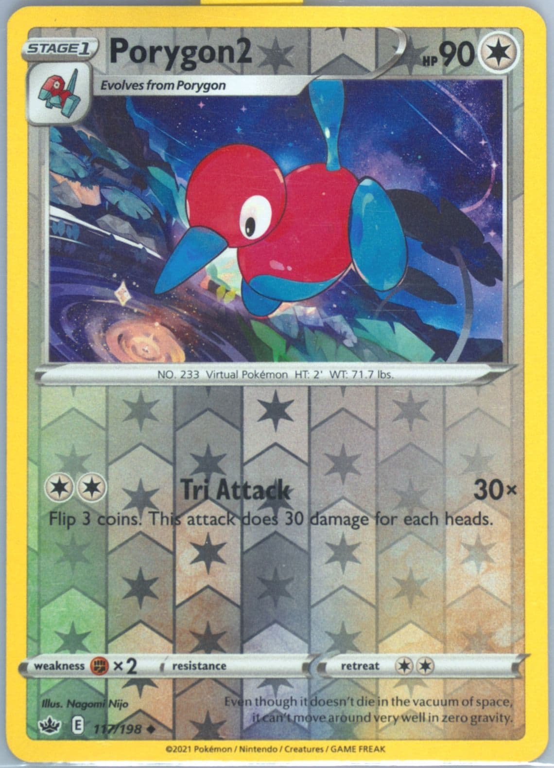 PORYGON2-Reverse Foil (117) 2021 Pokemon Sword & Shield Chilling Reign