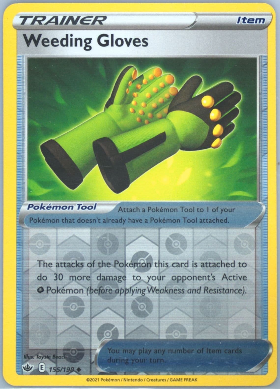 Weeding Gloves-Reverse Foil (155) 2021 Pokemon Sword & Shield Chilling Reign