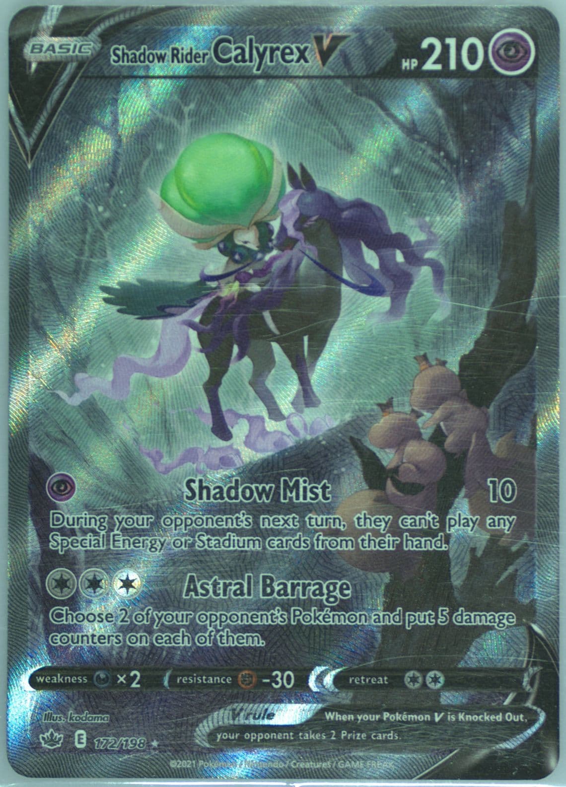 Full Art/Shadow Rider Calyrex V (172) 2021 Pokemon Sword & Shield Chilling Reign