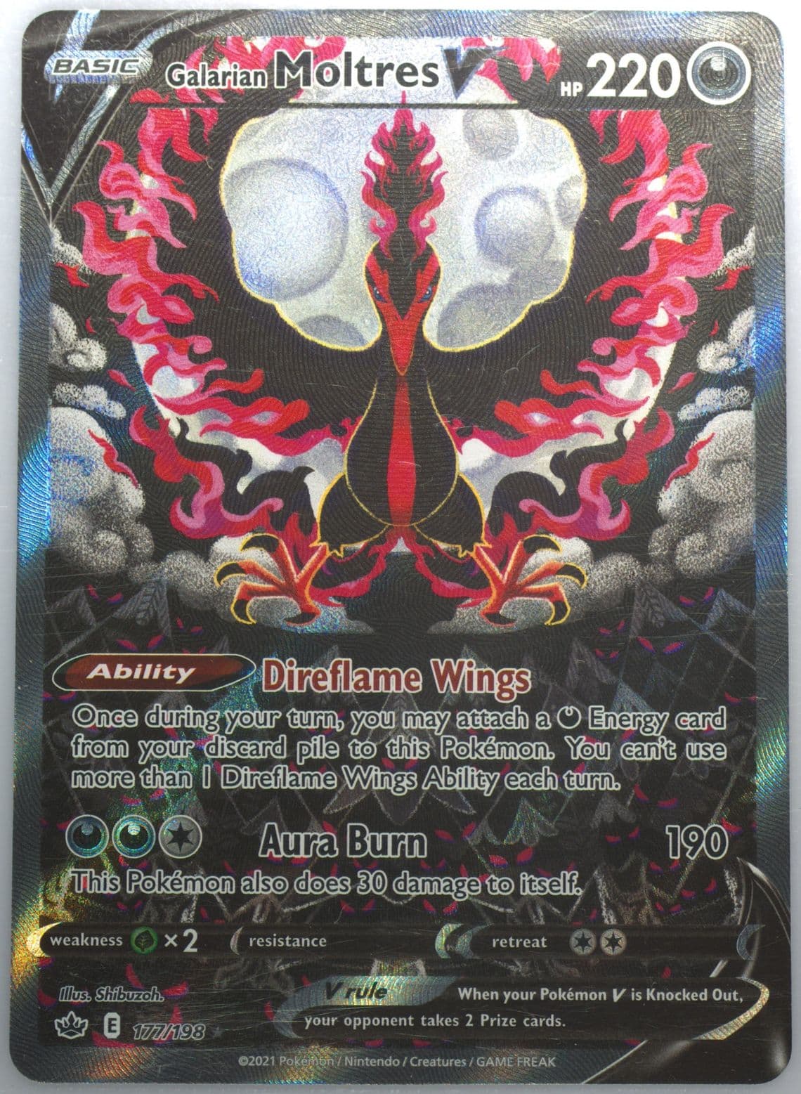 Full Art/Galarian Moltres V (177) 2021 Pokemon Sword & Shield Chilling Reign