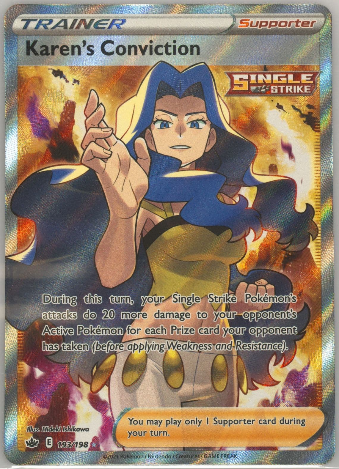 Full Art/Karen's Conviction (193) 2021 Pokemon Sword & Shield Chilling Reign