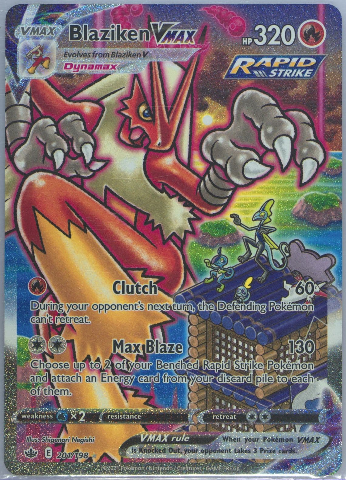 Full Art/Blaziken Vmax Secret (201) 2021 Pokemon Sword & Shield Chilling Reign