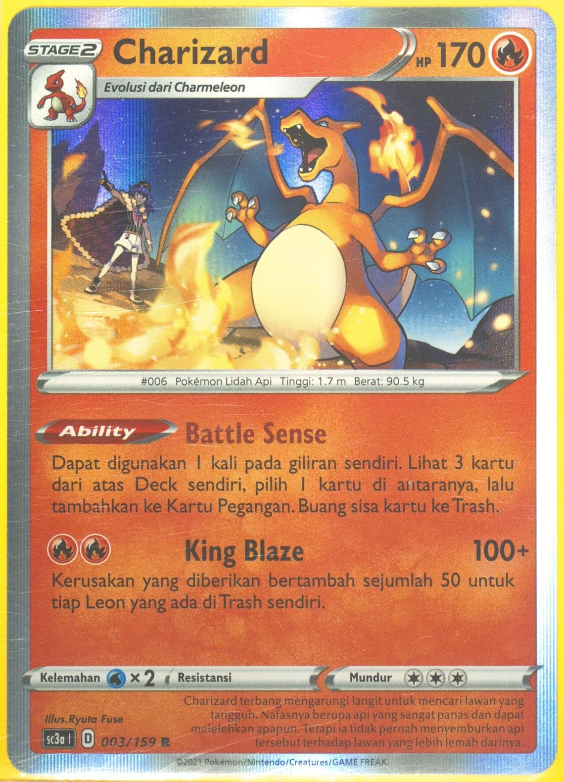 Charizard-Holo Set A (003) 2021 Pokemon Indonesian Sword & Shield Shiny Vmax