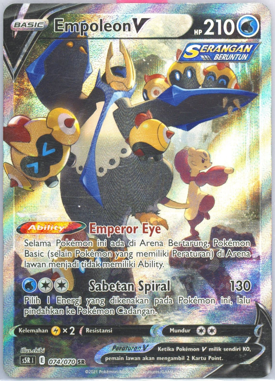 Full Art/Empoleon V (074) 2021 Pokemon Indonesian Sword & Shield Rapid Strike Master