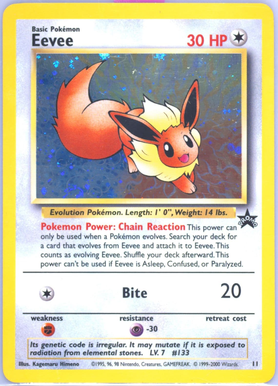 Eevee-Holo Pokemon League (11) 2000 Pokemon Promo Black Star