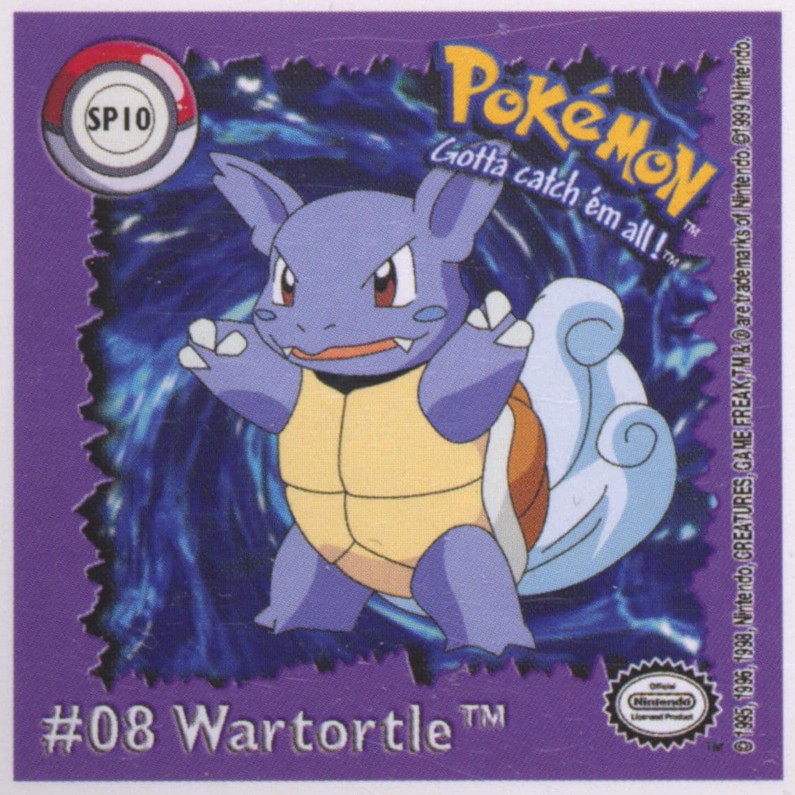 Wartortle (SP10) 1999 Pokemon Action Flipz Premier Edition Stickers