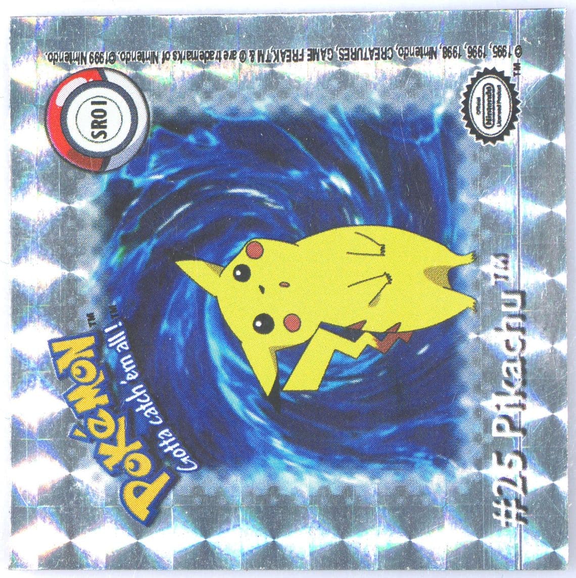 Pikachu (SR1) 1999 Pokemon Action Flipz Sticker Hologram