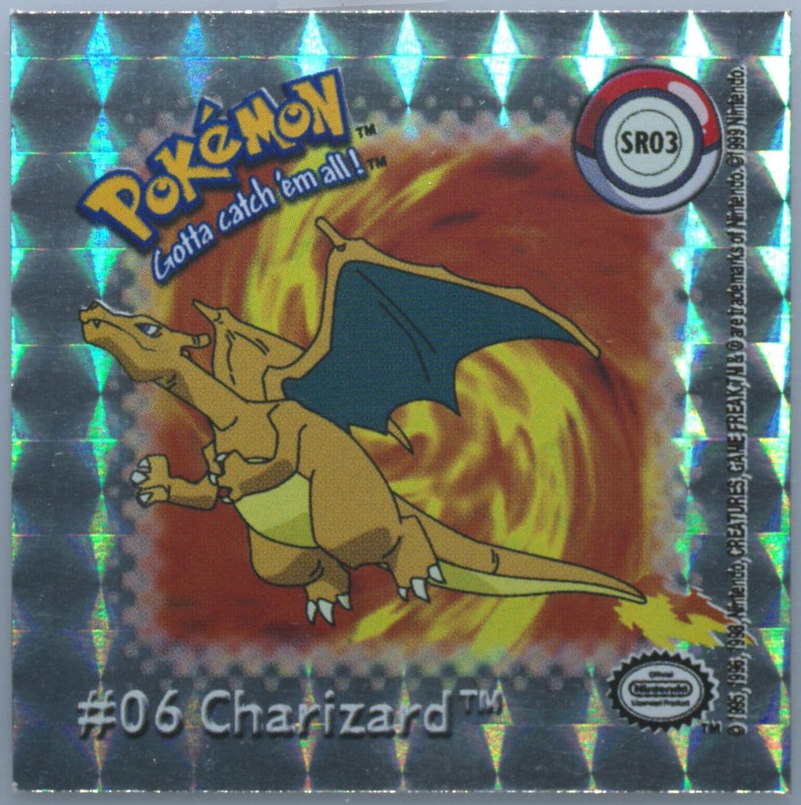 Charizard (SR3) 1999 Pokemon Action Flipz Sticker Hologram
