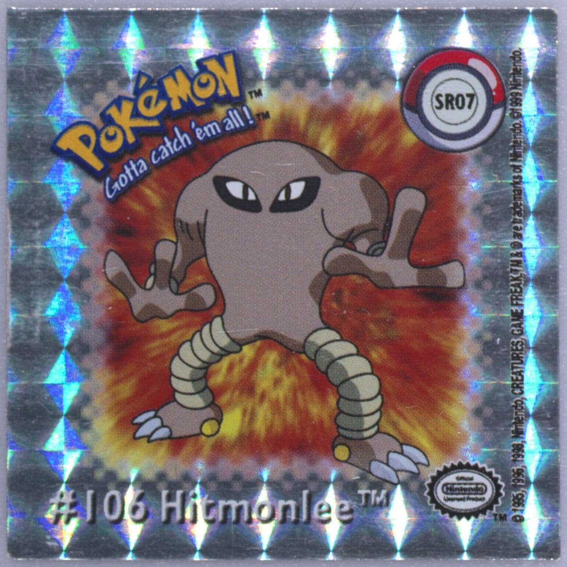 Hitmonlee (SR7) 1999 Pokemon Action Flipz Sticker Hologram