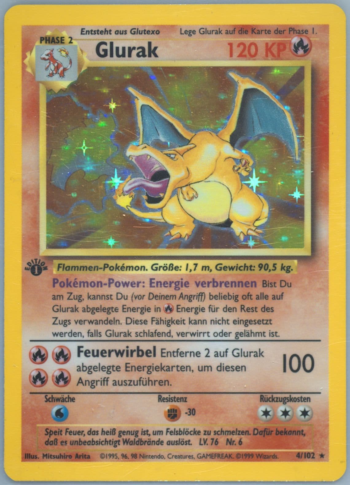 Glurak-Holo 1st Edition (4) 1999 Pokemon German