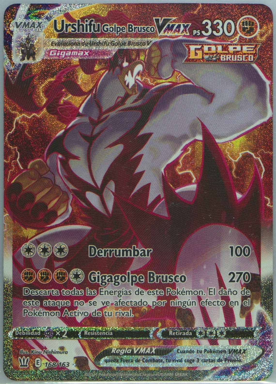 Full Art/Urshifu Golpe Brusco Vmax Spanish-Secret (168) 2021 Pokemon Sword & Shield Battle Styles