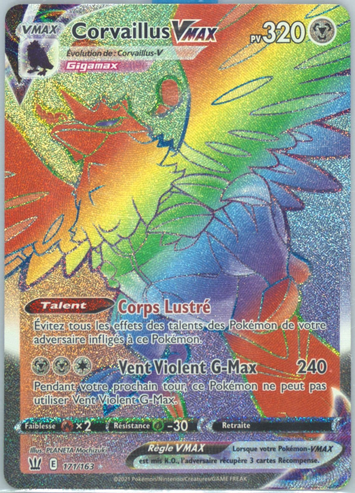 Full Art/Corvaillus Vmax French-Secret (171) 2021 Pokemon Sword & Shield Battle Styles