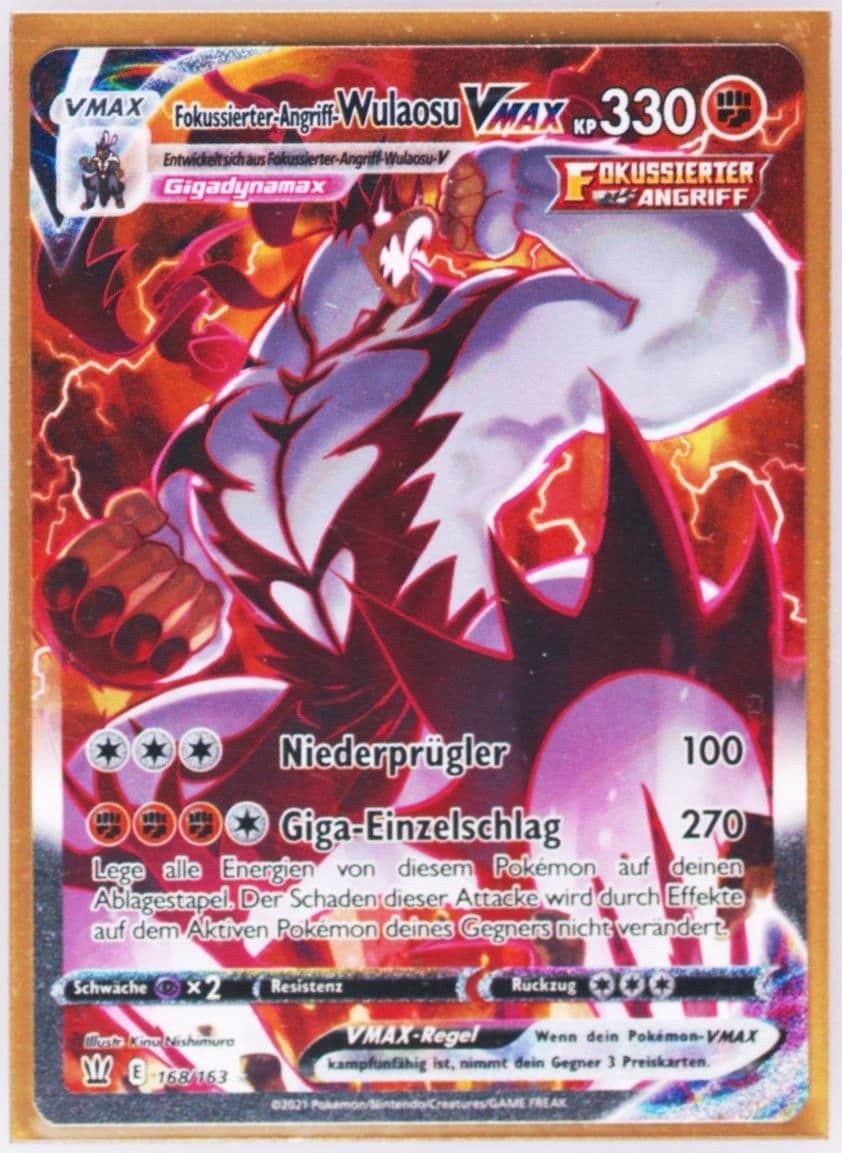 Full Art/Fokussierter-Angriff-Wulaosu Vmax German-Secret (168) 2021 Pokemon Sword & Shield Battle Styles