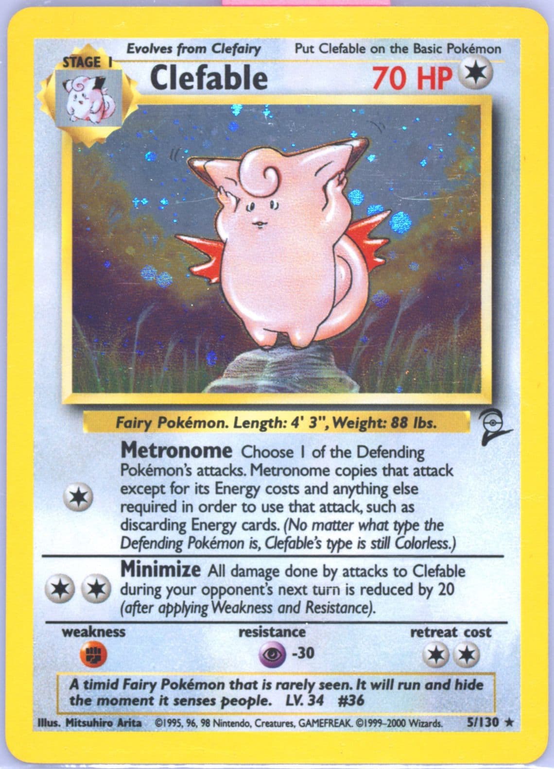 Clefable-Holo (5) 2000 Pokemon Game Base II
