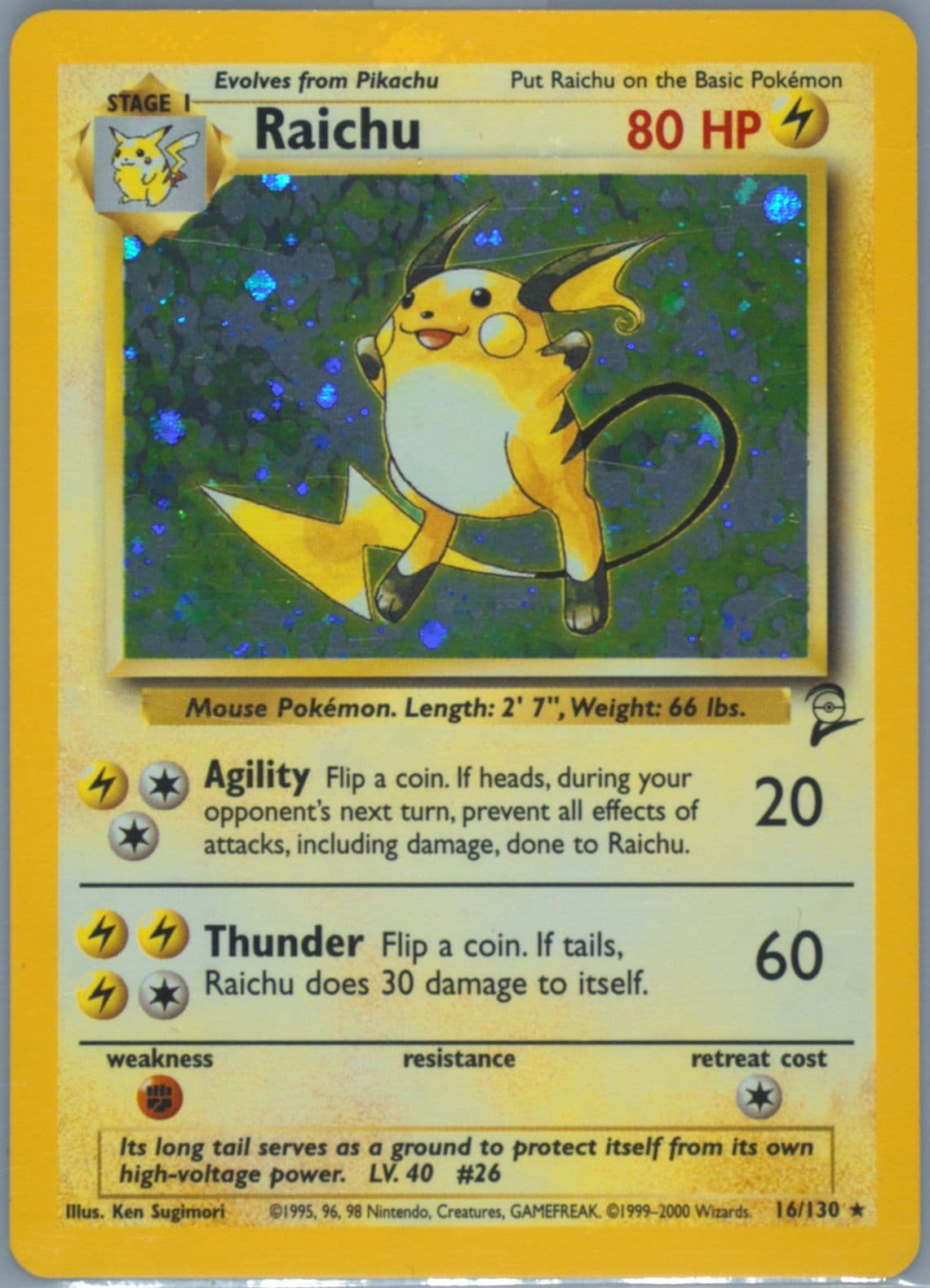 Raichu-Holo (16) 2000 Pokemon Game Base II