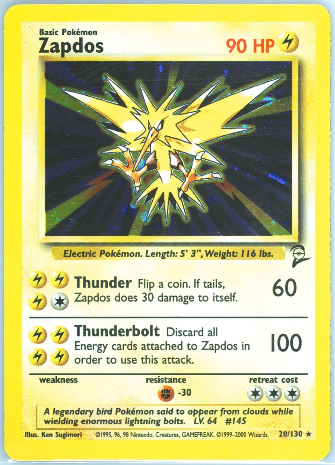 Zapdos-Holo (20) 2000 Pokemon Game Base II