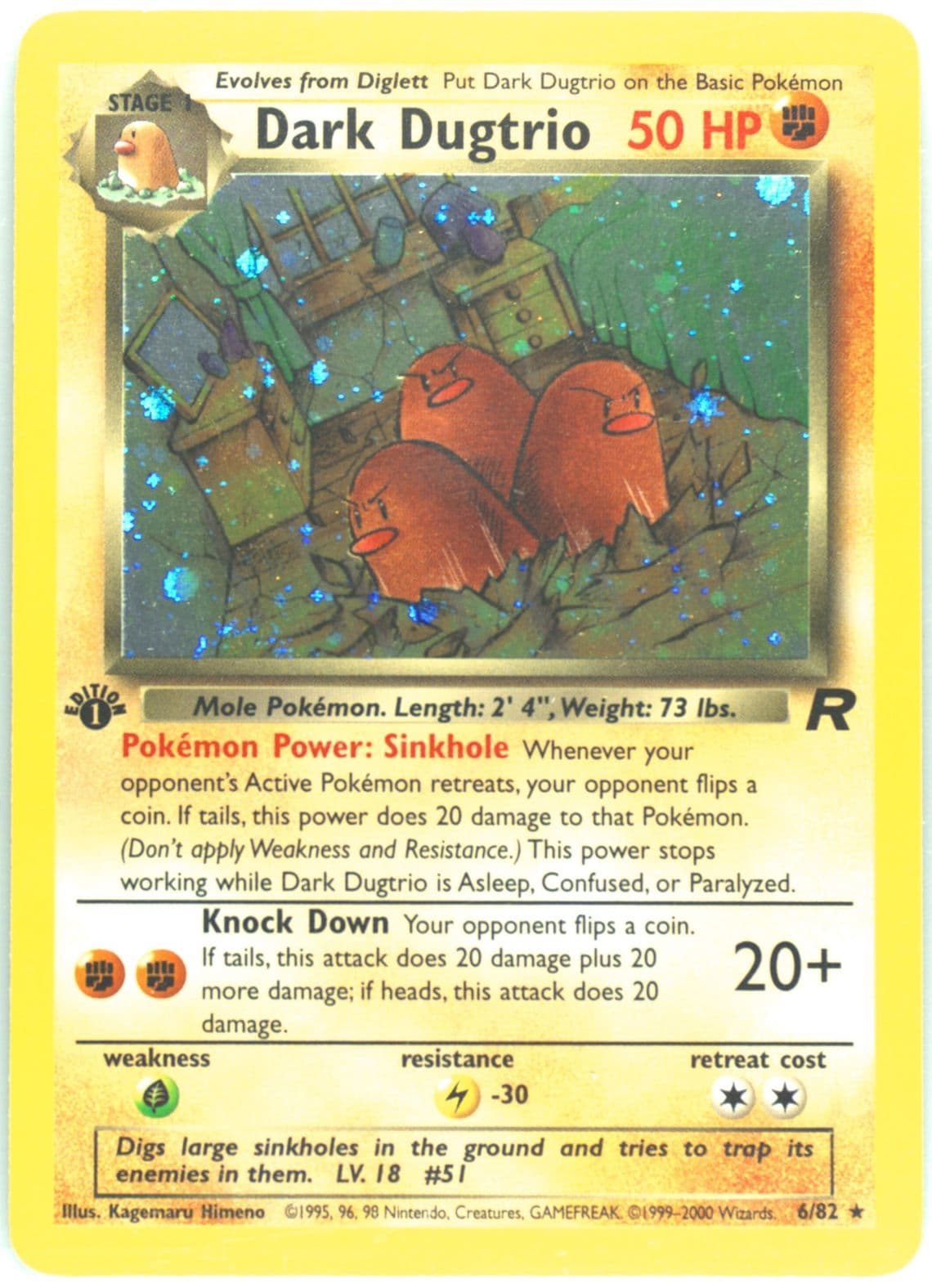 Dark Dugtrio-Holo 1st Edition (6) 2000 Pokemon Rocket
