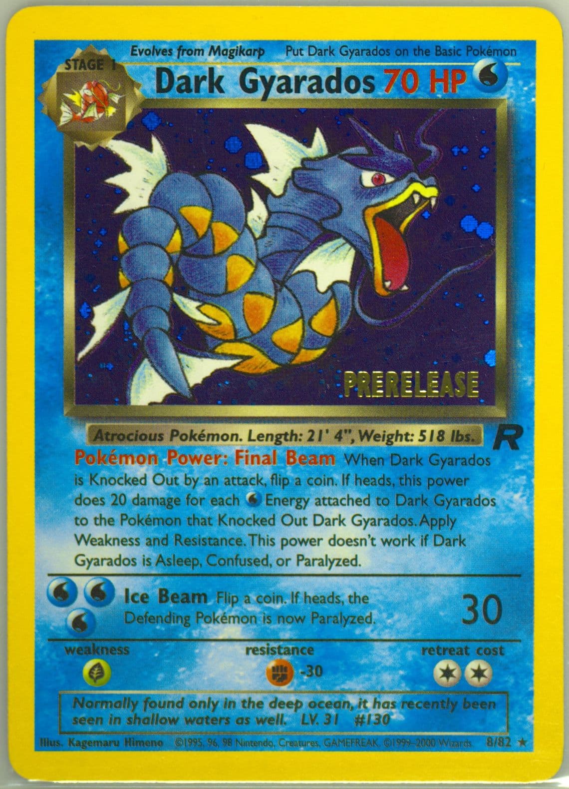 Dark Gyarados-Holo Prerelease (8) 2000 Pokemon Rocket