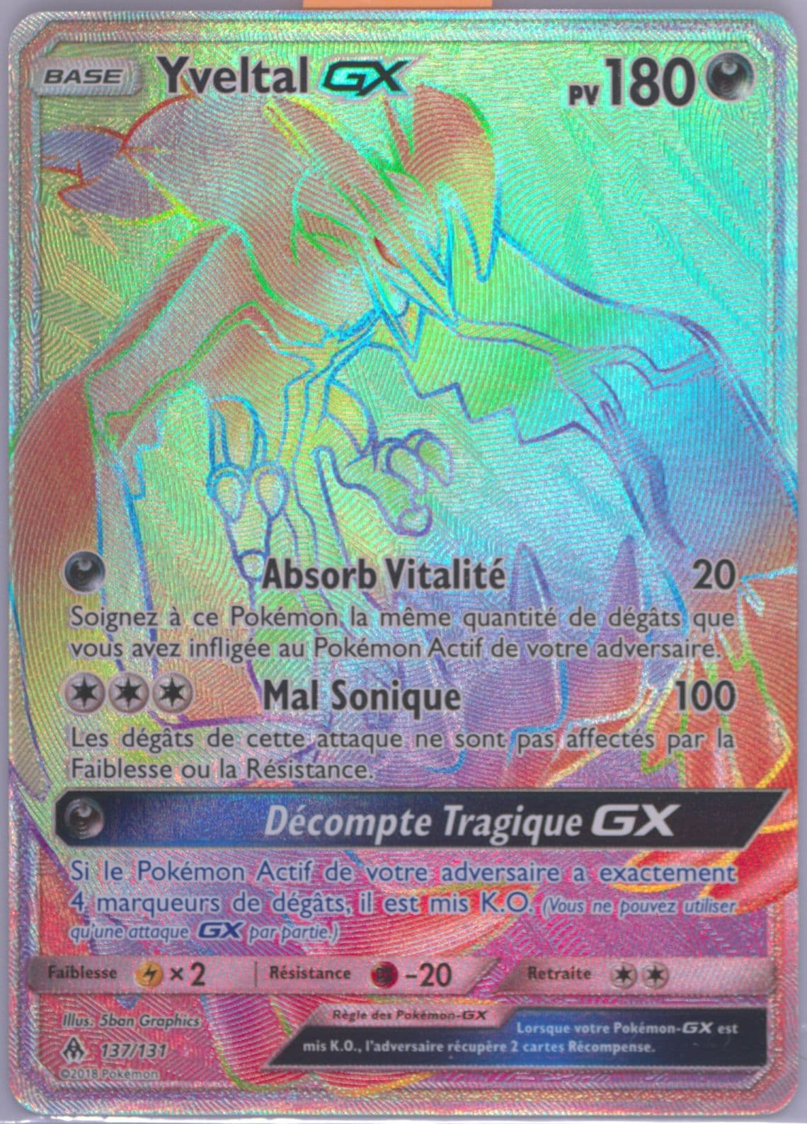 Full Art/Yveltal GX French-Secret (137) 2018 Pokemon Sun & Moon Forbidden Light