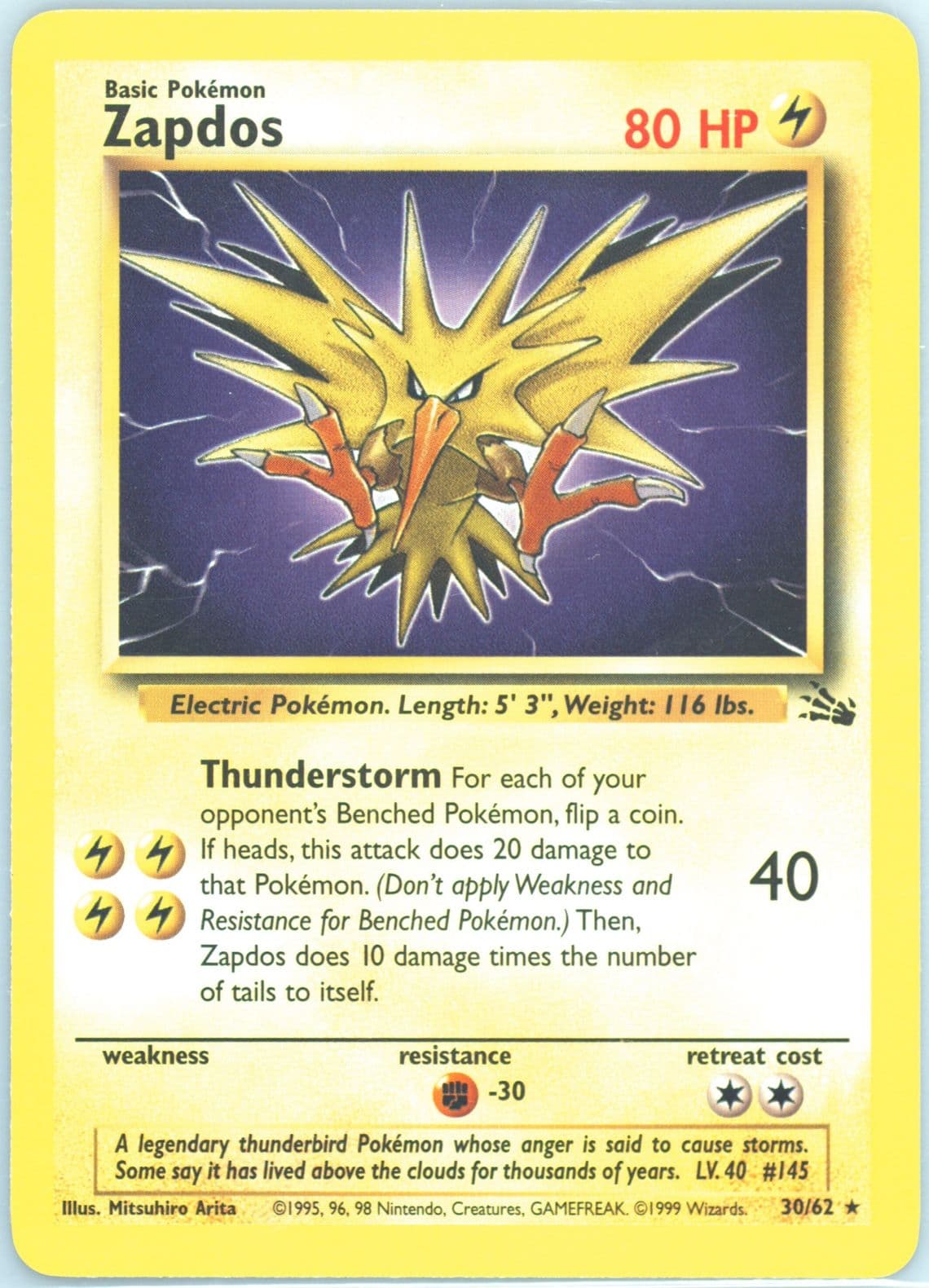 Zapdos (30) 1999 Pokemon Fossil